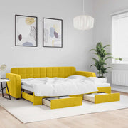 daybed med udtræk og skuffer 80x200 cm velour gul
