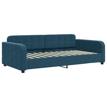 daybed med udtræk og skuffer 90x200 cm velour blå