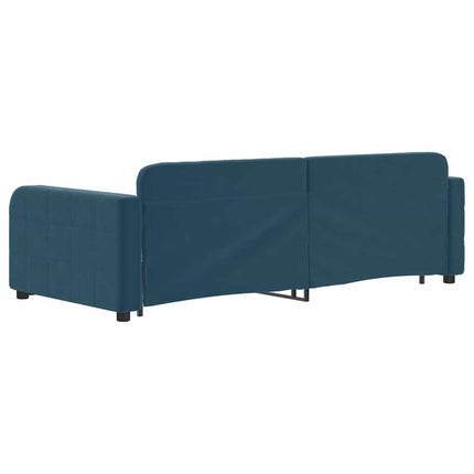 daybed med udtræk og skuffer 90x200 cm velour blå