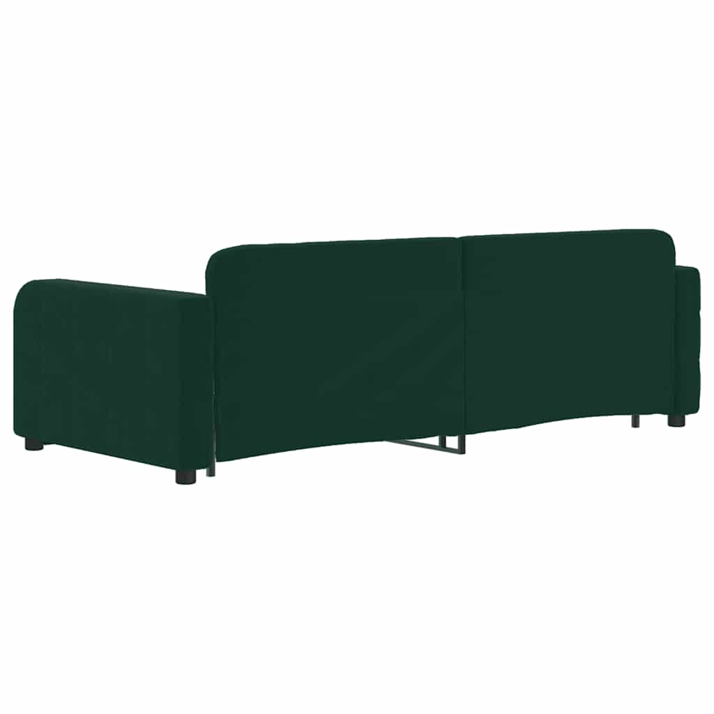 daybed med udtræk og skuffer 90x200 cm velour mørkegrøn