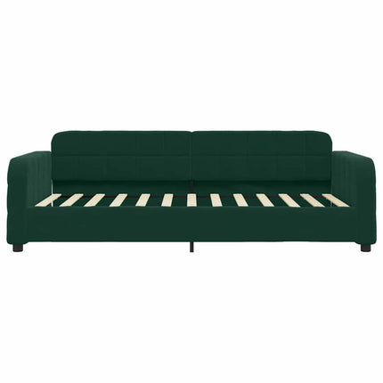 daybed med udtræk og skuffer 90x200 cm velour mørkegrøn