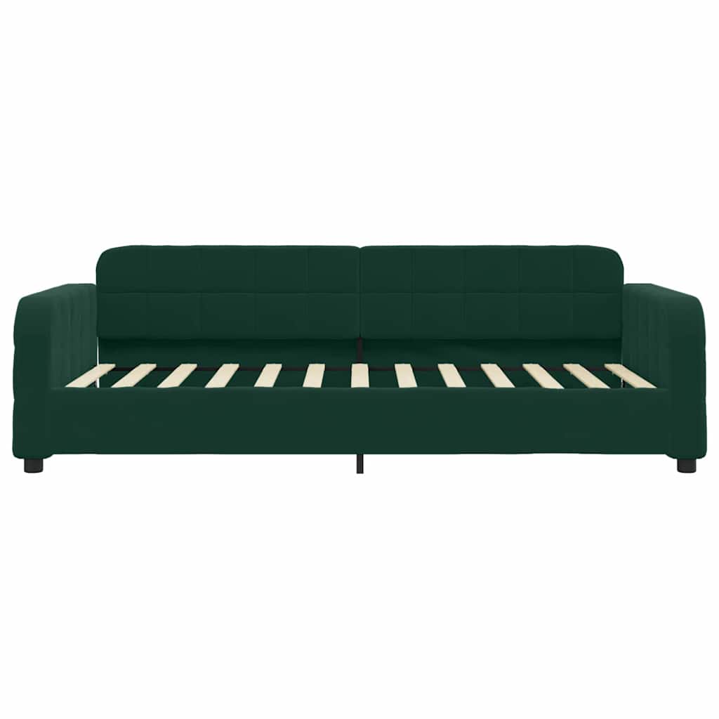 daybed med udtræk og skuffer 90x200 cm velour mørkegrøn