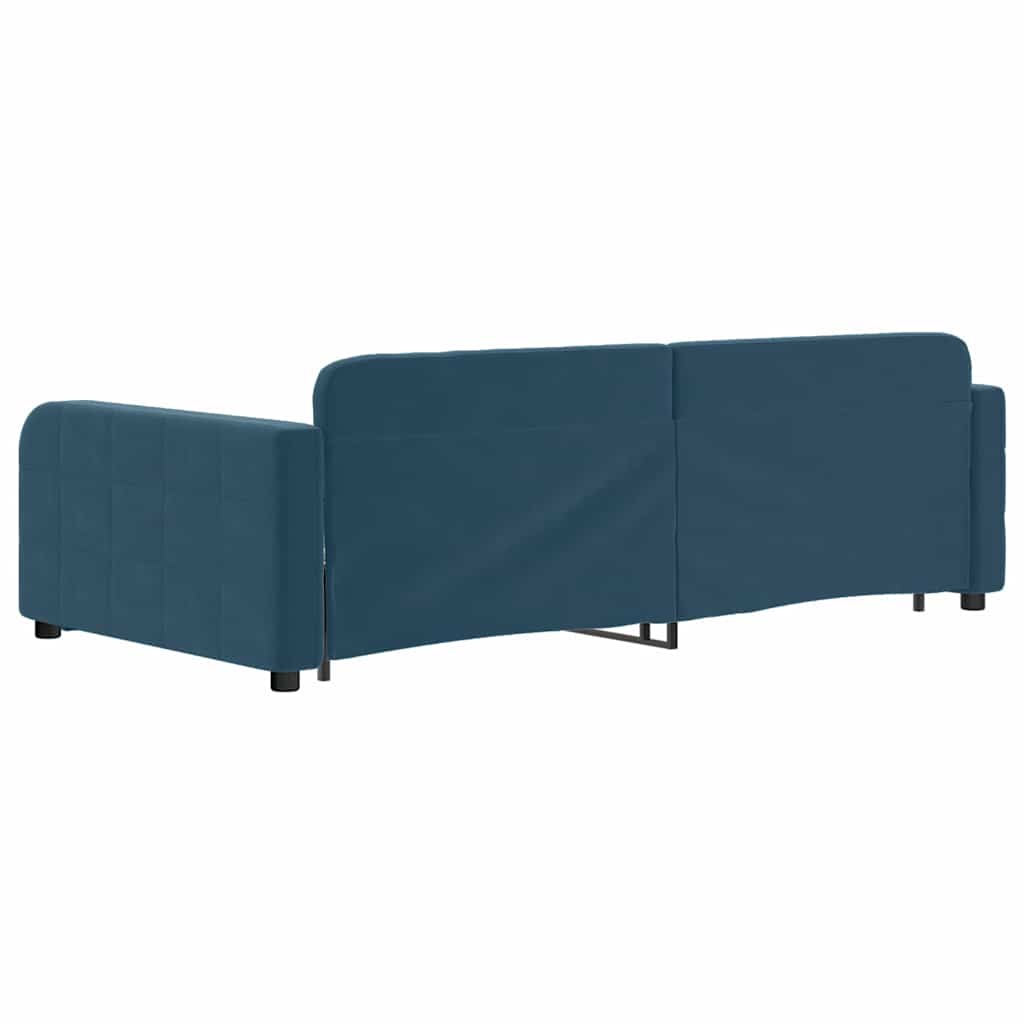 daybed med udtræk og skuffer 100x200 cm velour blå