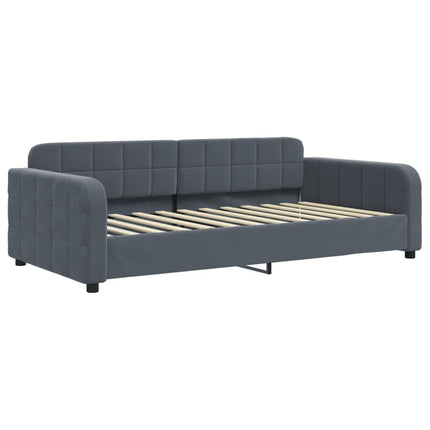 daybed med udtræk og skuffer 100x200 cm velour mørkegrå