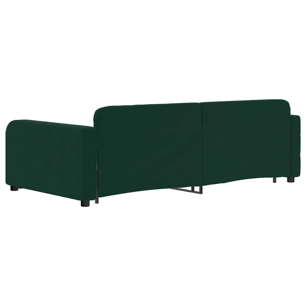 daybed med udtræk og skuffer 100x200 cm velour mørkegrøn