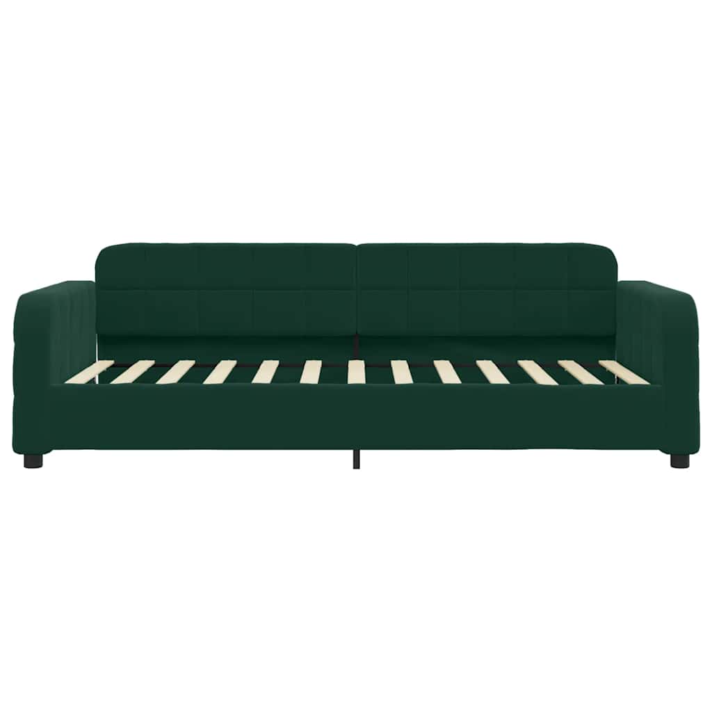 daybed med udtræk og skuffer 100x200 cm velour mørkegrøn