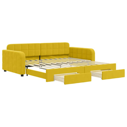 daybed med udtræk og skuffer 100x200 cm velour gul