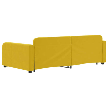 daybed med udtræk og skuffer 100x200 cm velour gul