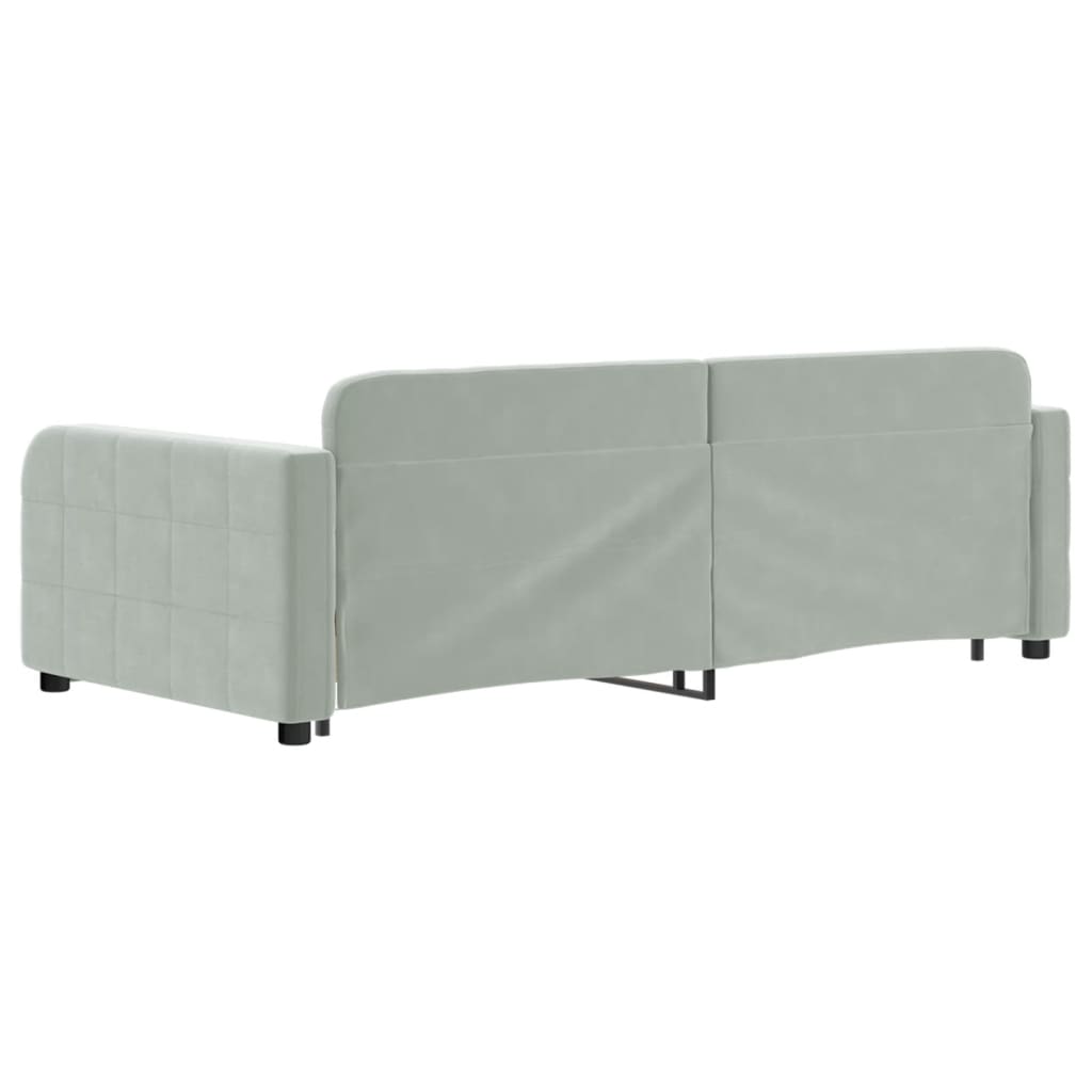 daybed med udtræk og skuffer 90x190 cm velour lysegrå