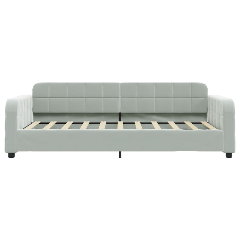 daybed med udtræk og skuffer 90x190 cm velour lysegrå