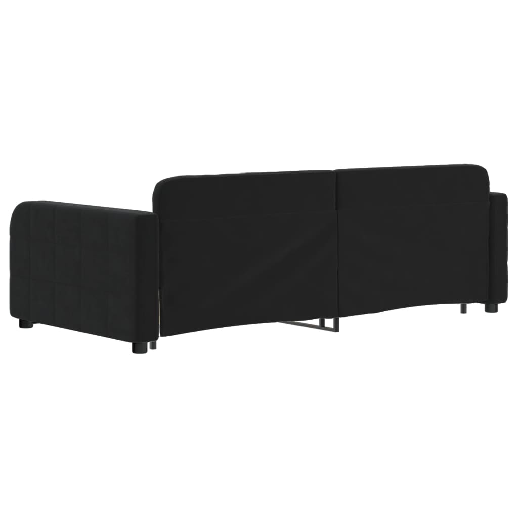 daybed med udtræk og skuffer 90x190 cm velour sort