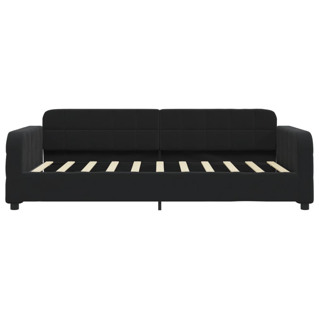 daybed med udtræk og skuffer 90x190 cm velour sort