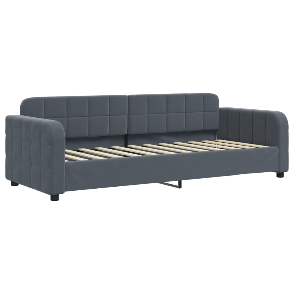 daybed med udtræk og skuffer 80x200 cm velour mørkegrå
