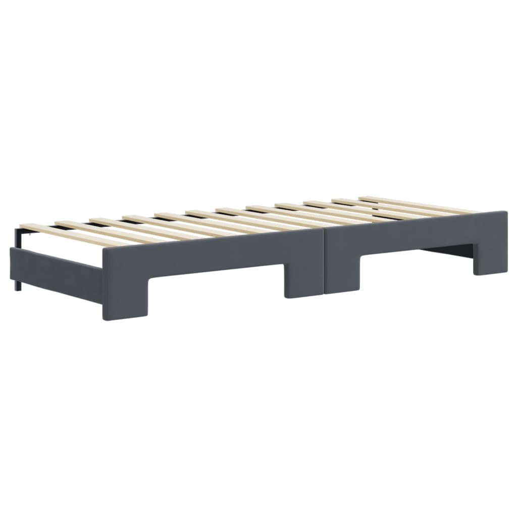 daybed med udtræk og skuffer 80x200 cm velour mørkegrå