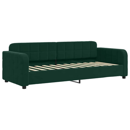 daybed med udtræk og skuffer 80x200 cm velour mørkegrøn