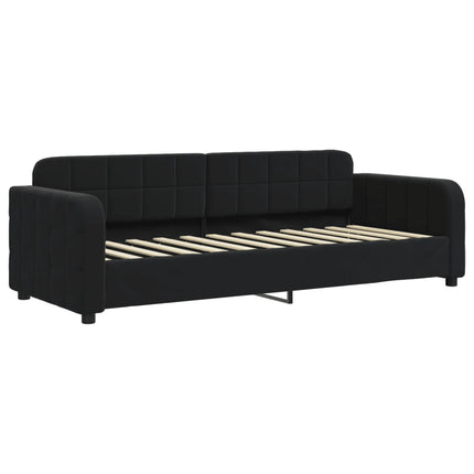 daybed med udtræk og skuffer 80x200 cm velour sort