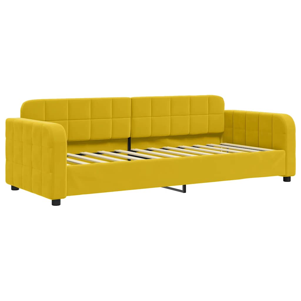 daybed med udtræk og skuffer 80x200 cm velour gul