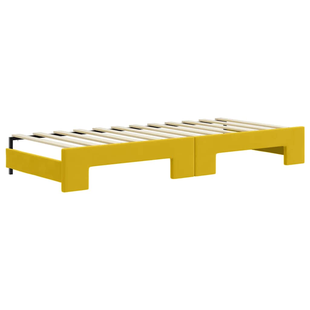 daybed med udtræk og skuffer 80x200 cm velour gul