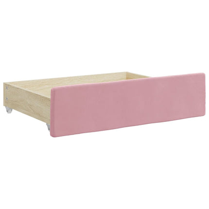 daybed med udtræk og skuffer 100x200 cm velour lyserød