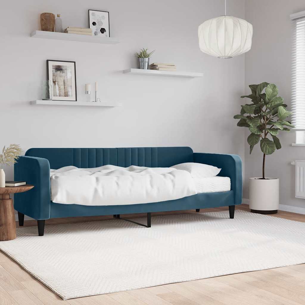 daybed med madras 80x200 cm velour blå