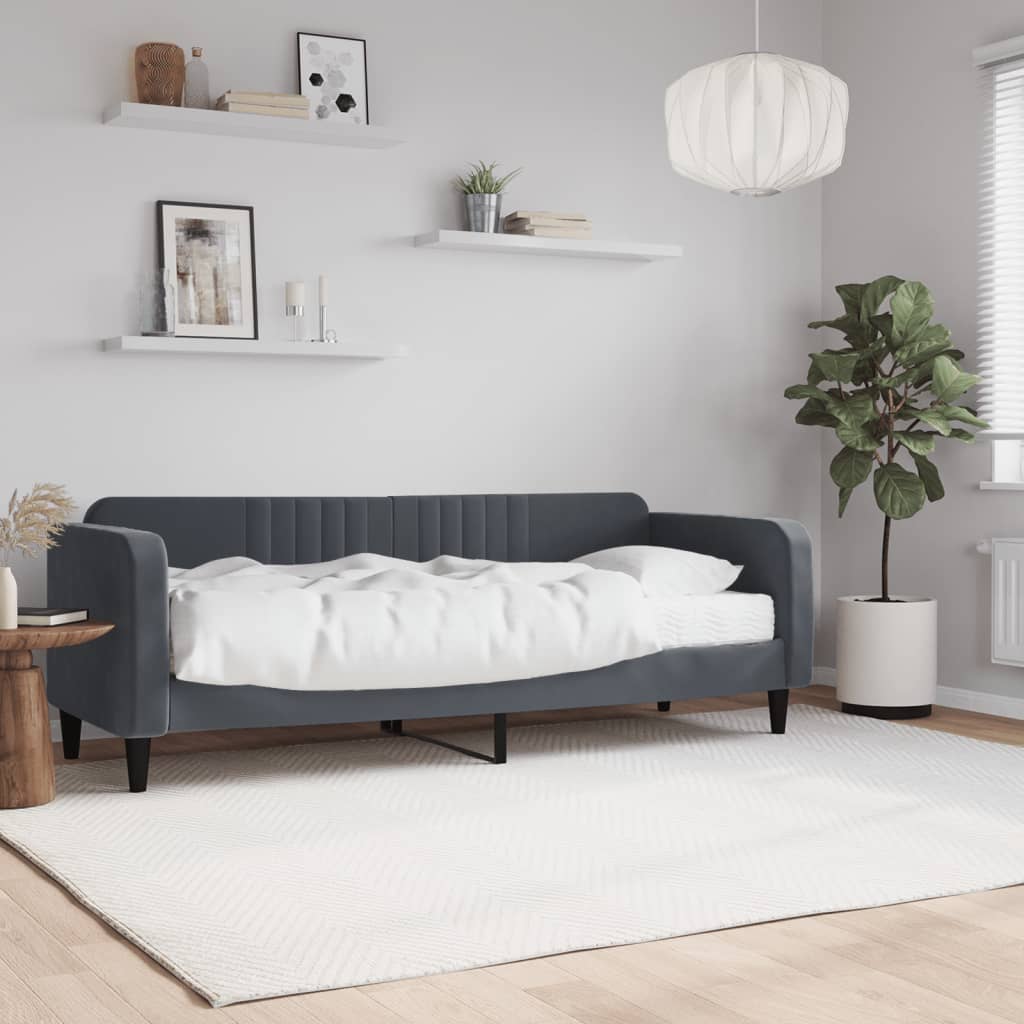 daybed med madras 80x200 cm velour mørkegrå billede