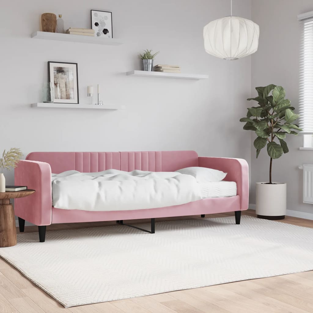 daybed med madras 80x200 cm velour pink billede