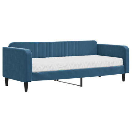 daybed med madras 90x200 cm velour blå