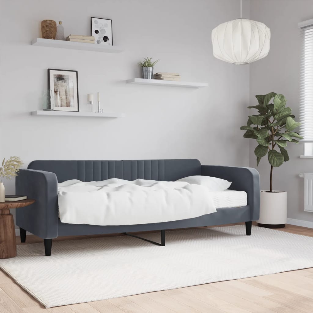 daybed med madras 90x200 cm velour mørkegrå