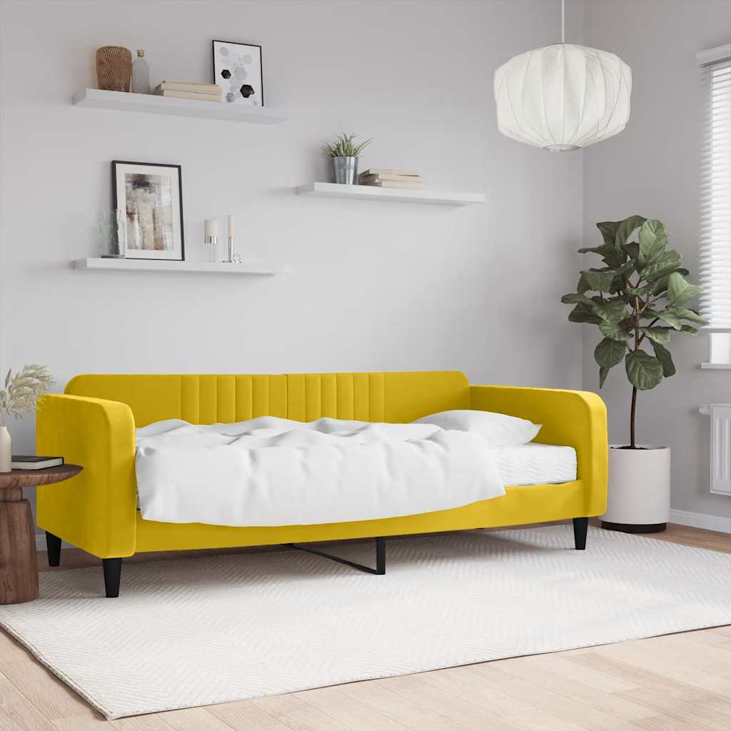 daybed med madras 90x200 cm velour gul billede
