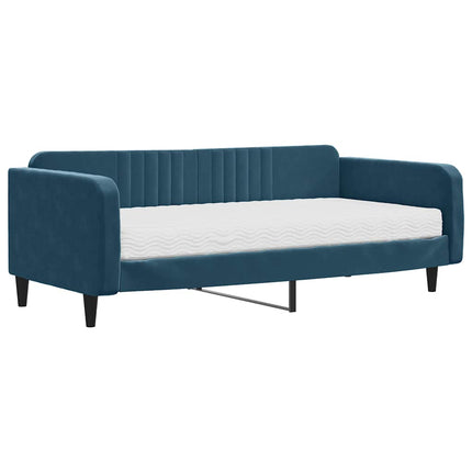 daybed med madras 100x200 cm velour blå