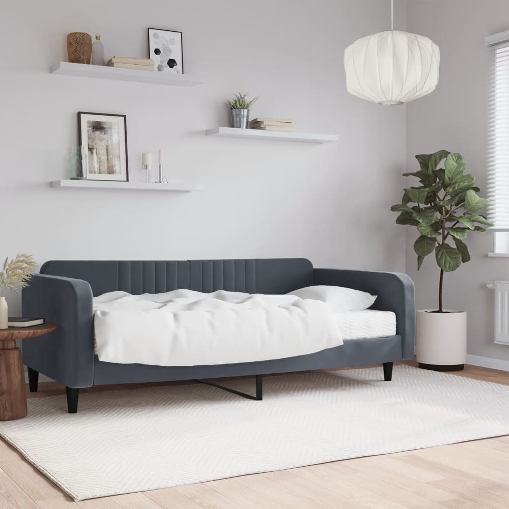 daybed med madras 100x200 cm velour mørkegrå
