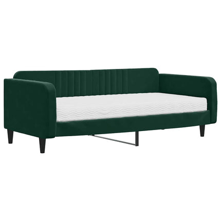 daybed med madras 100x200 cm velour mørkegrøn