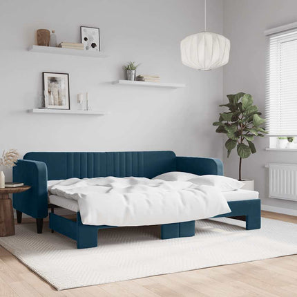 daybed med udtræk 80x200 cm velour blå