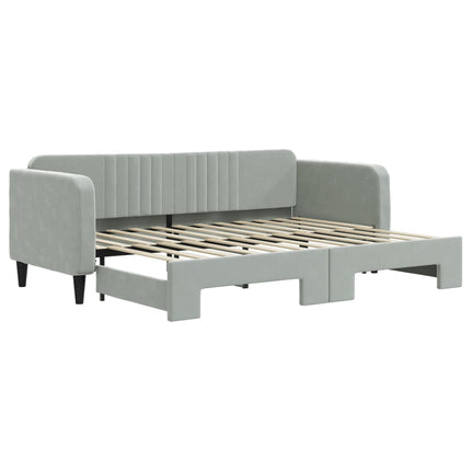 daybed med udtræk 80x200 cm velour lysegrå