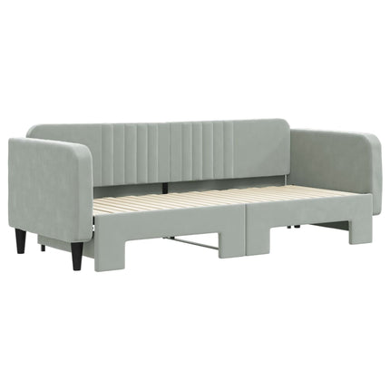 daybed med udtræk 80x200 cm velour lysegrå