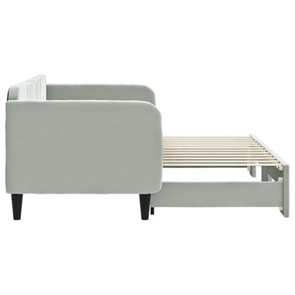 daybed med udtræk 80x200 cm velour lysegrå