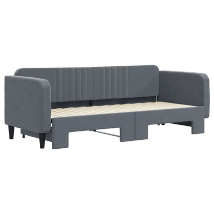 daybed med udtræk 80x200 cm velour mørkegrå