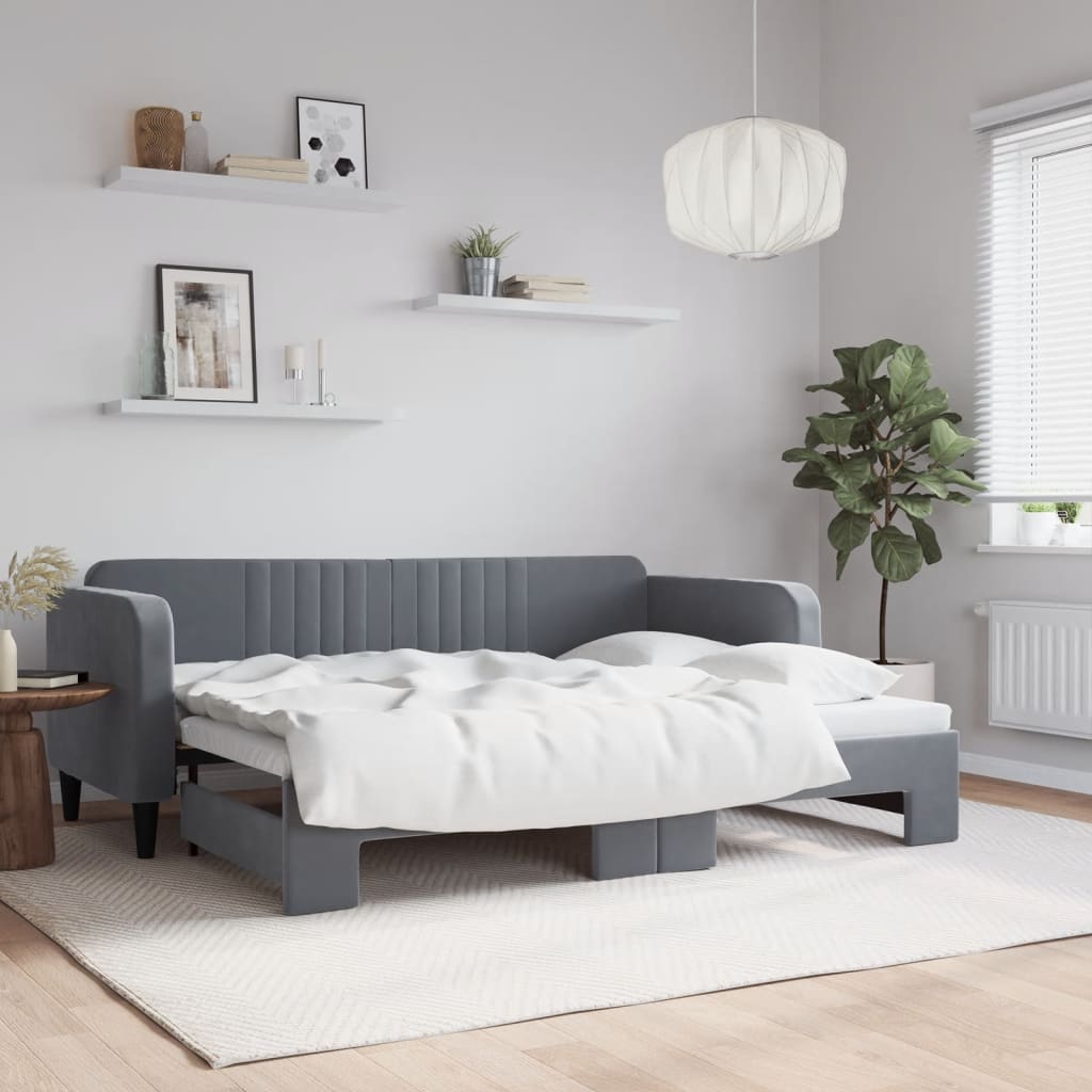 daybed med udtræk 80x200 cm velour mørkegrå billede
