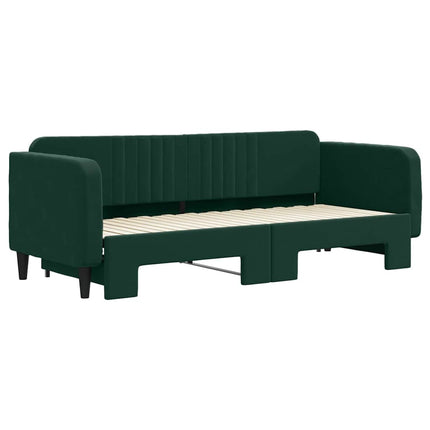 daybed med udtræk 80x200 cm velour mørkegrøn