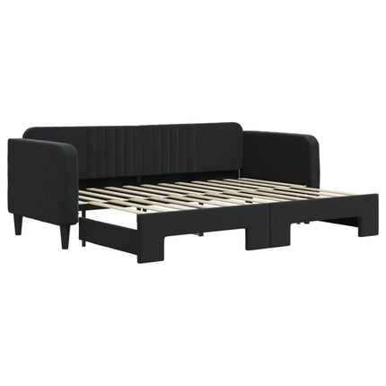 daybed med udtræk 80x200 cm velour sort