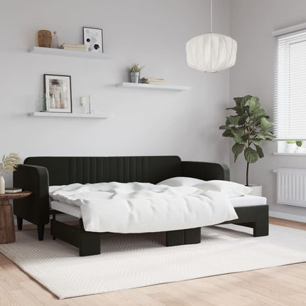 daybed med udtræk 80x200 cm velour sort