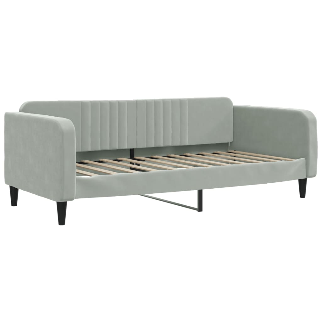daybed med udtræk 90x200 cm velour lysegrå