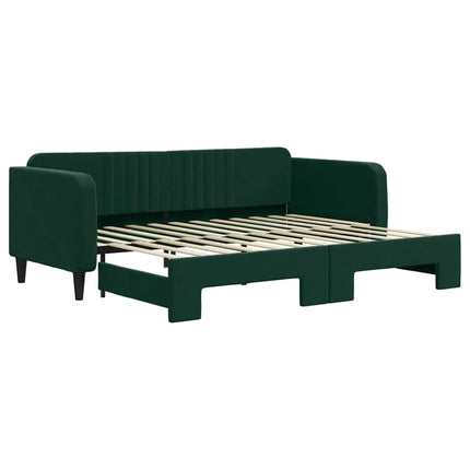 daybed med udtræk 90x200 cm velour mørkegrøn