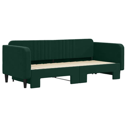 daybed med udtræk 90x200 cm velour mørkegrøn