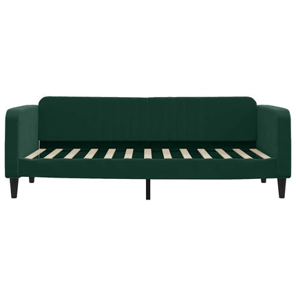 daybed med udtræk 90x200 cm velour mørkegrøn