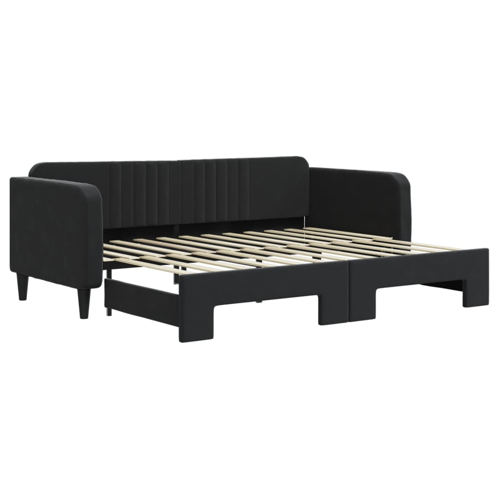 daybed med udtræk 90x200 cm velour sort