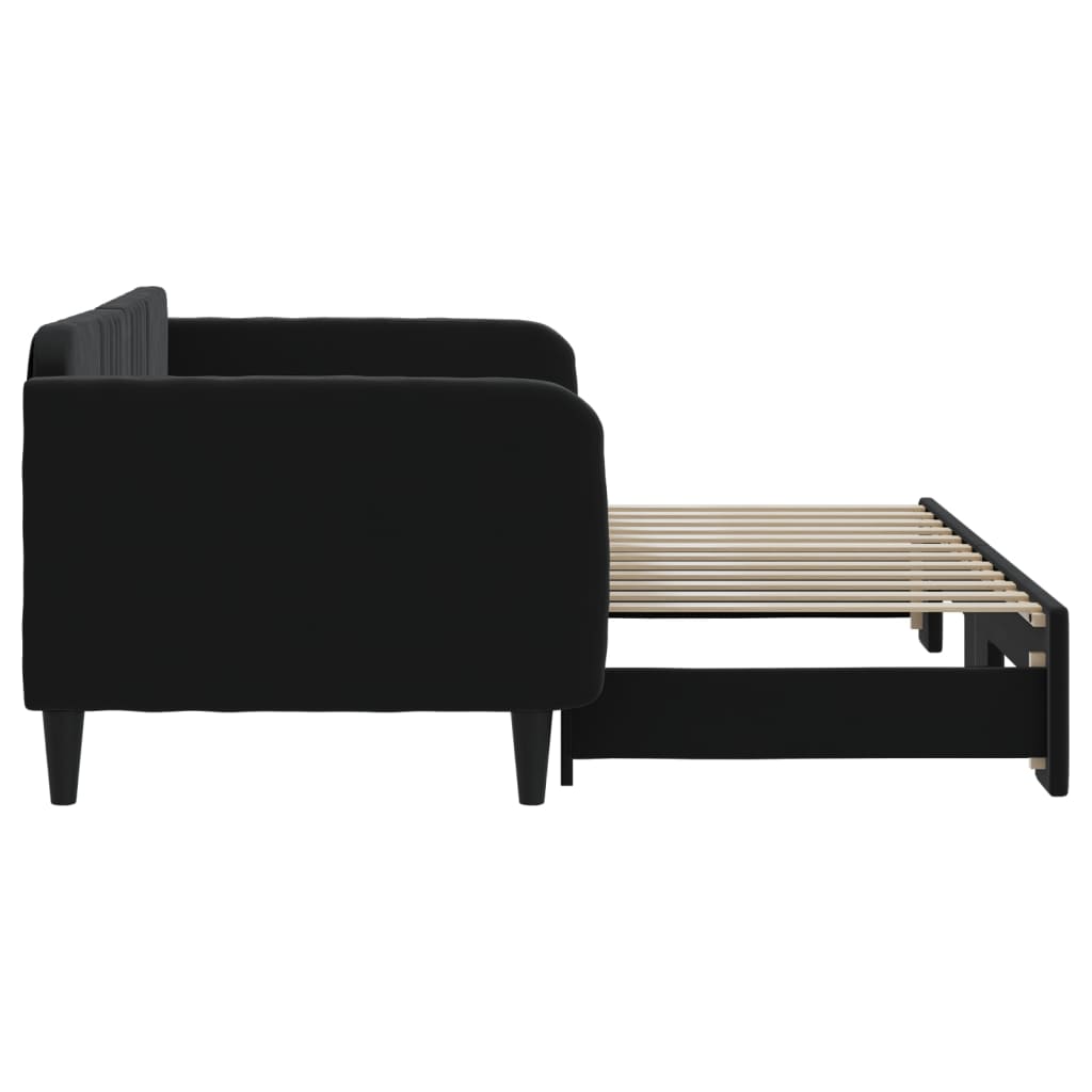 daybed med udtræk 90x200 cm velour sort