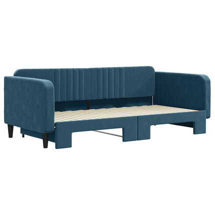 daybed med udtræk 100x200 cm velour blå