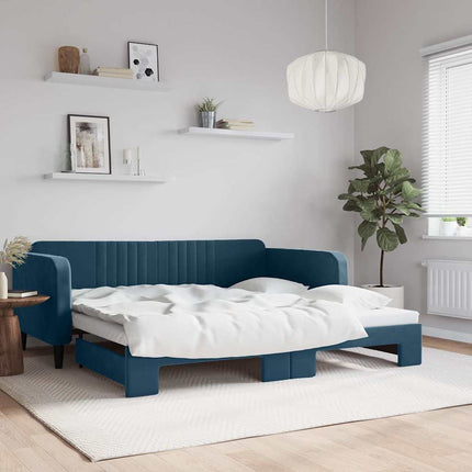 daybed med udtræk 100x200 cm velour blå