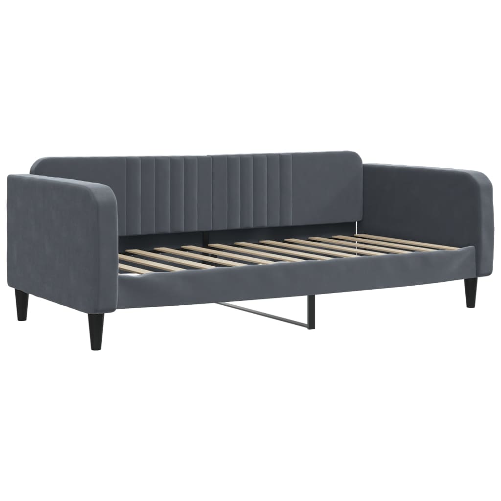 daybed med udtræk 100x200 cm velour mørkegrå